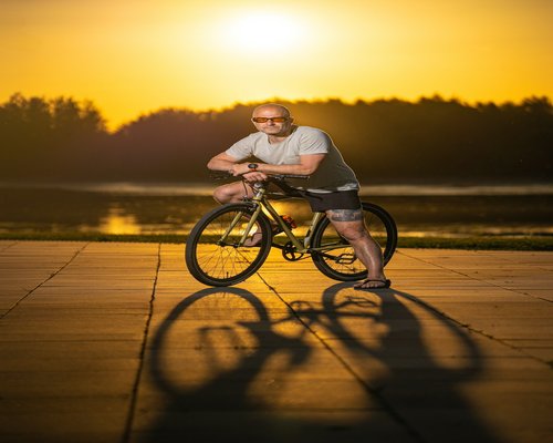 Person doing light cycling outdoors